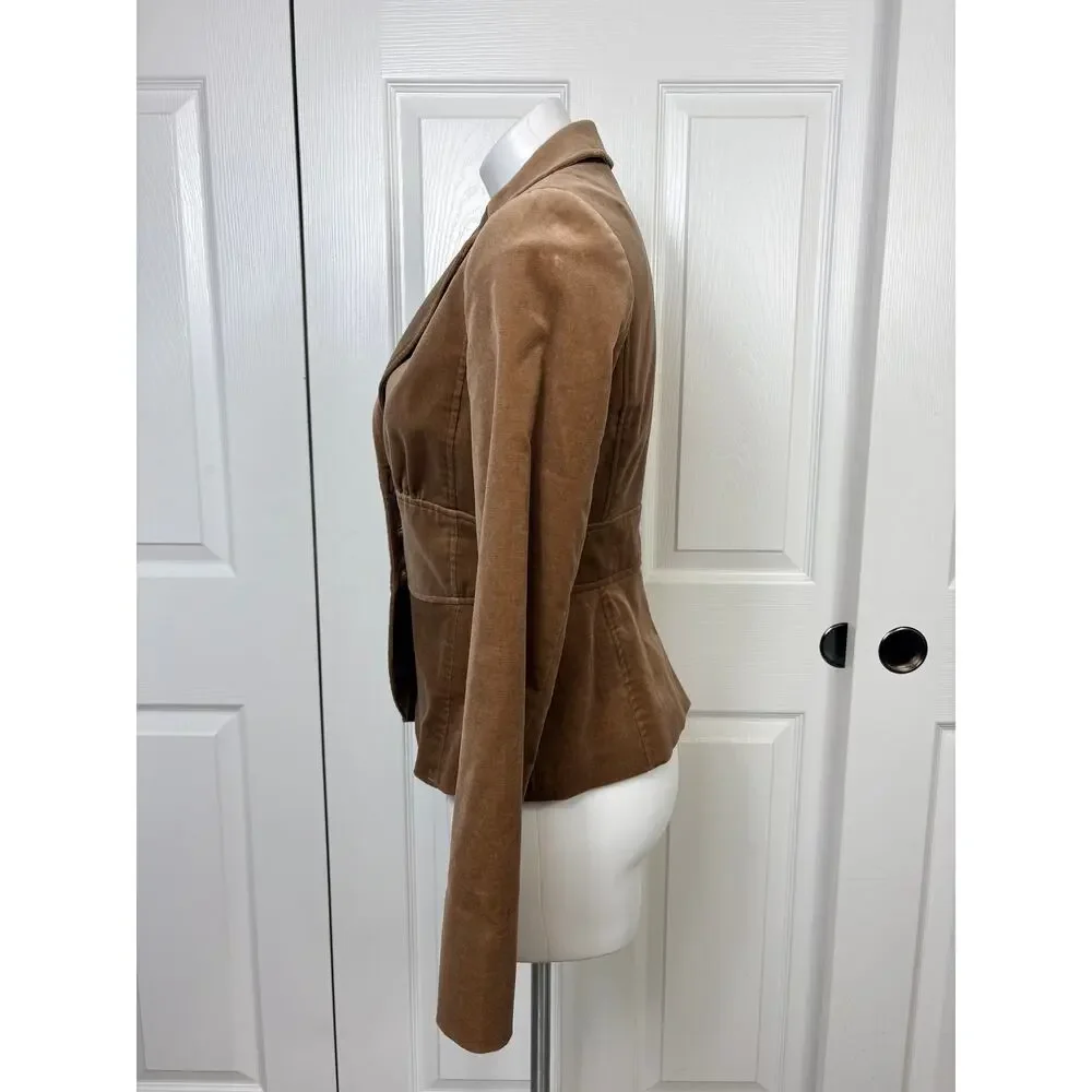 Laundry by Shelli Segal Tan Velvet Blazer Size 8 - Picture 2 of 9
